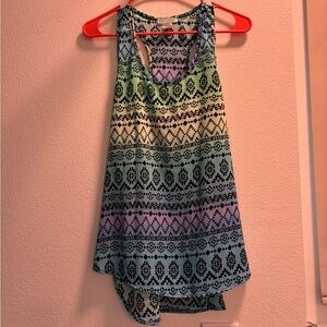 Body Central Blue and Black Geometric Tank Top